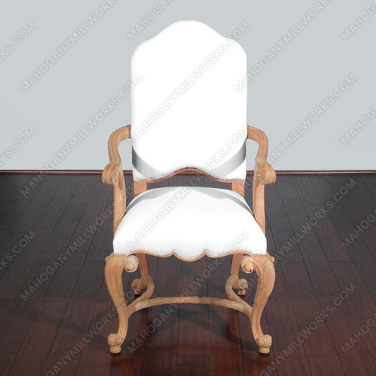 Mahogany Unfinished High Back Muslin Arm Chair