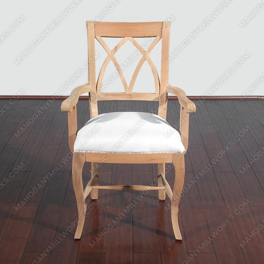 Mahogany Unfinished Regency Cross Back Muslin Arm Chair