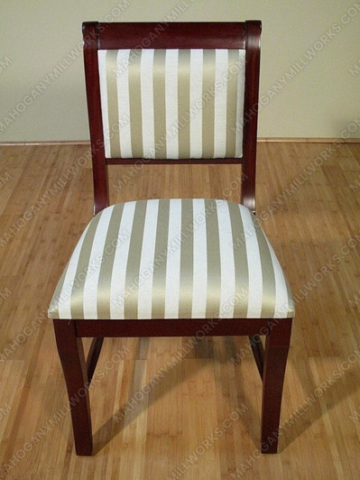 Solid Mahogany Striped Fabric Dining Side Chairs (2)