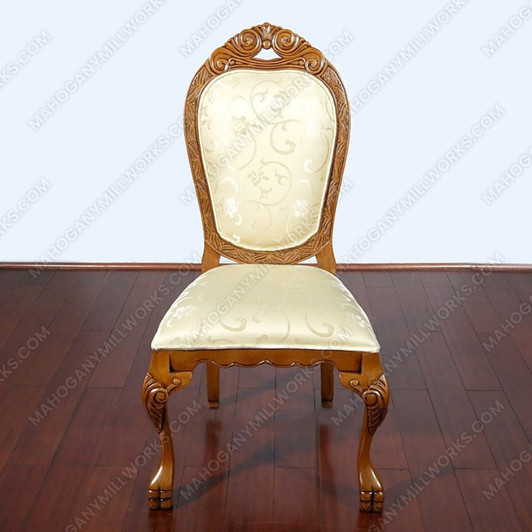 Set 4 Mahogany Queen Anne Upholstered Dining Side Chairs