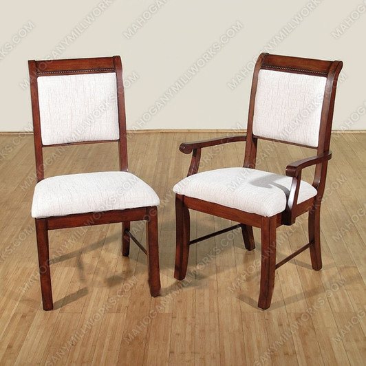 Set 8 Solid Mahogany Regency Cream Upholstered Dining Chairs