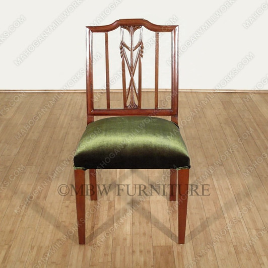 Solid Mahogany Green Regency Dining Side Chair