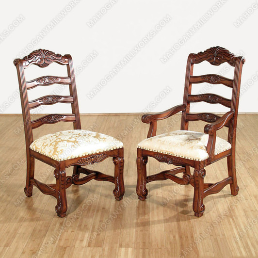 Mahogany Ladder Back Dining Chairs Set (8)