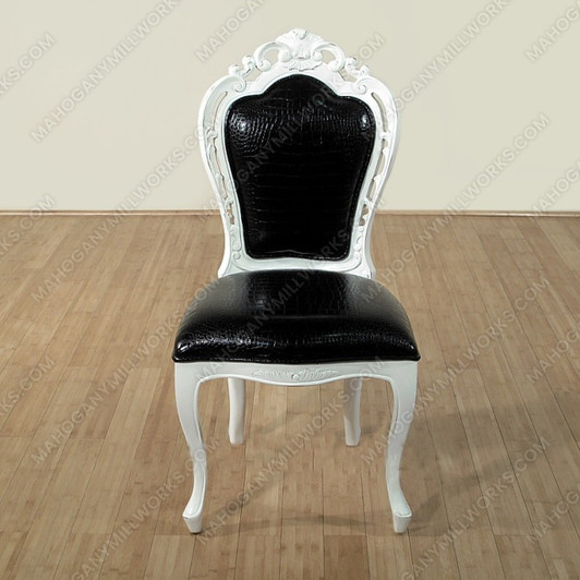 Distressed White Queen Anne Leather Accent Occasional Side Chair