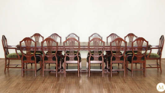 15pc French Marquetry Inlay Dining Set