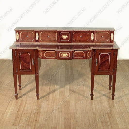 6Ft Wide Antique Burl Walnut Buffet Sideboard Server
