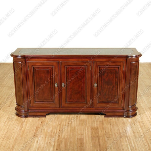 6Ft Wide Solid Mahogany Cherry Marble Top Buffet Sideboard Server
