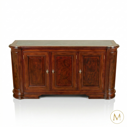 6ft Mahogany Marble Top Sideboard Cabinet