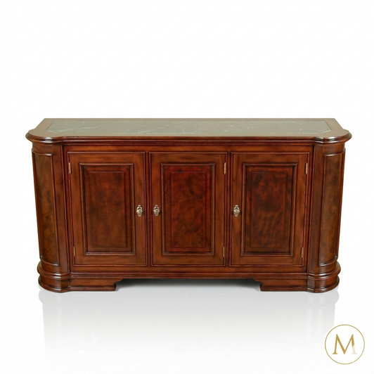 6ft Mahogany Marble Top Sideboard Cabinet