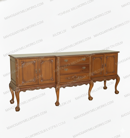 8ft Solid Mahogany Chippendale Sideboard