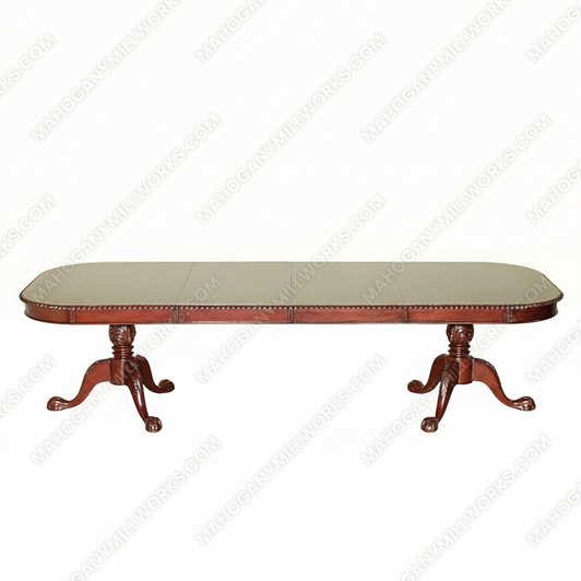 10ft Chippendale Inlaid Double Pedestal Dining Table