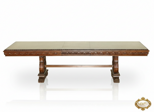 10ft Gothic Inlaid Double Pedestal Dining Table