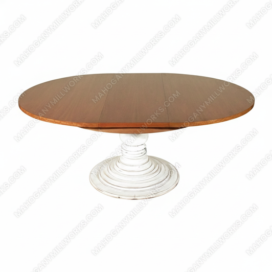 6ft Mahogany Distressed White Pedestal Oval Dining or Conference Table