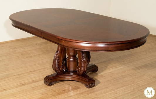 7ft Mahogany Inlay Pedestal Oval Dining or Conference Table