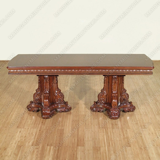 7ft Mahogany Double Pedestal Inlay Dining or Conference Table