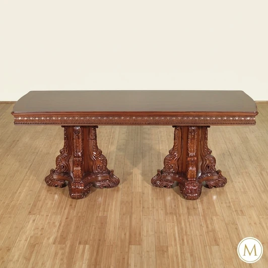 7ft Mahogany Double Pedestal Inlay Dining or Conference Table
