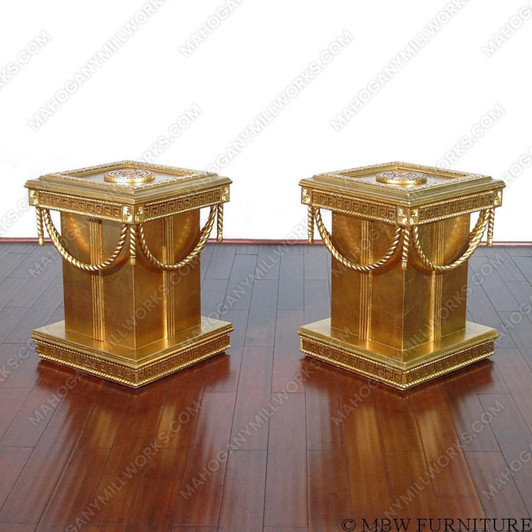Gold Leaf Versace Style Table Pedestals (Pair of 2)