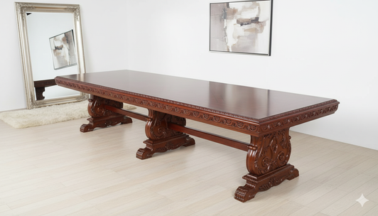 12ft Gothic Inlay Dining Table