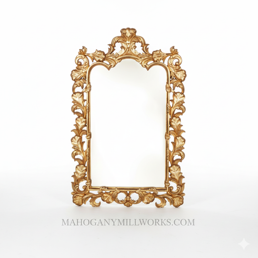 Antiqued Gold Rococo Wall Hanging Mirror