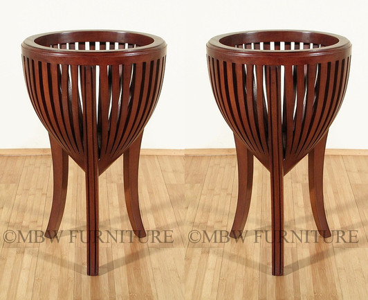 Pair of 2 Solid Mahogany Pot Holder Plant Stand / Wine Cooler