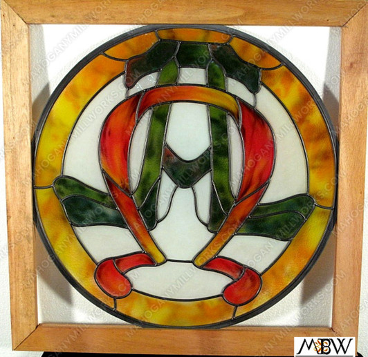 Stained Glass Replica Alpha & Omega Religious Leaded Window