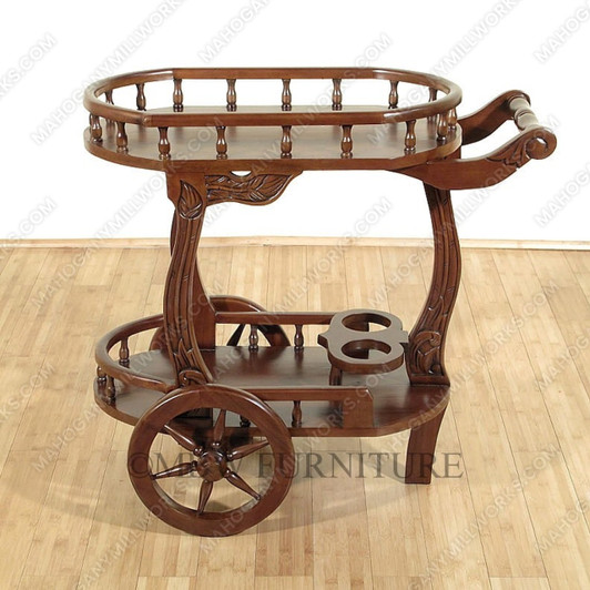 Walnut Tea Trolley Cocktail Serving Cart