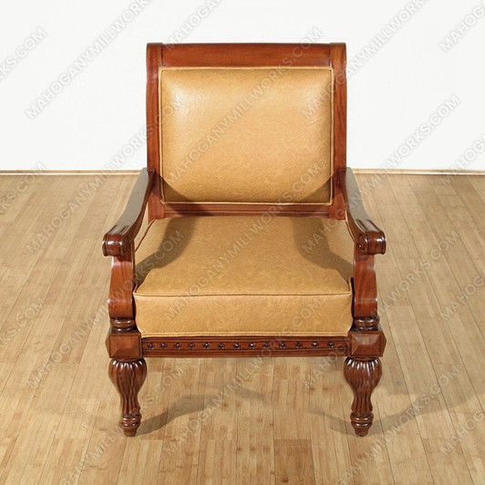 Light Walnut Faux Leather Upholstered Accent Occasional Arm Chair