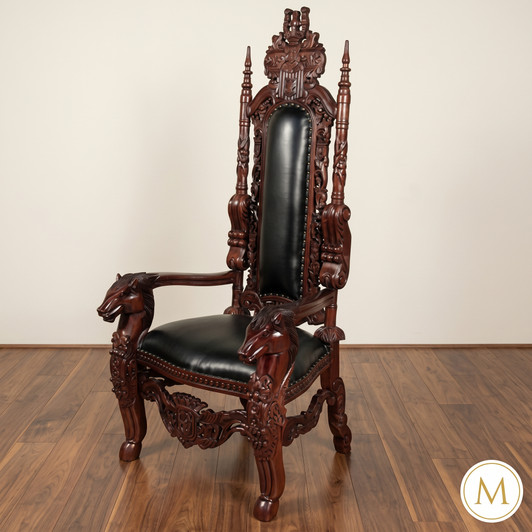 Walnut Gothic Horse Head Arm Chair