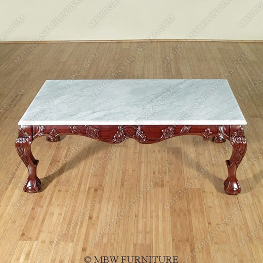 Cherry Chippendale Marble Top Coffee Table