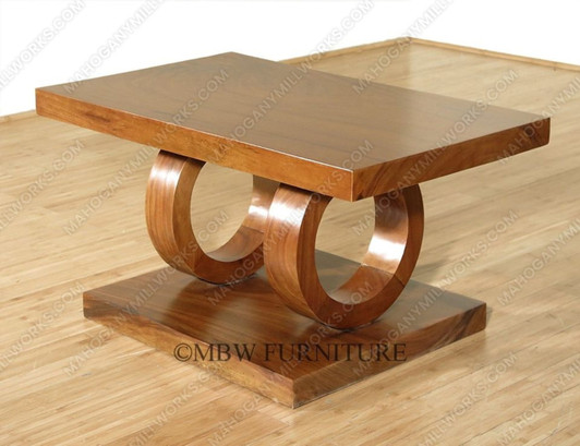 Natural Suar Wood Art Deco Rectangular Coffee Table