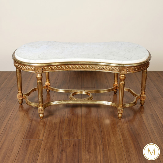 Gold Leaf Marble Top Occasional Coffee Table