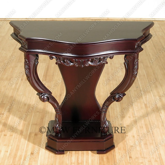 Solid Dark Mahogany Victorian Wall Hall Console Table