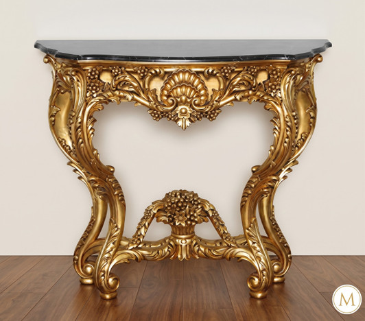 Antiqued Gold Ornate Occasional Wall Console Table