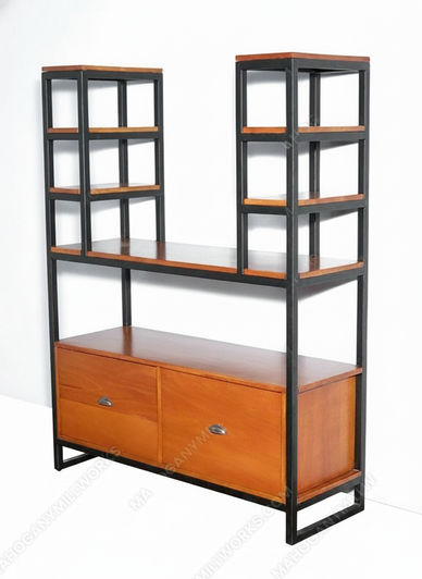 Two-tone  Black Metal TV Media Entertainment Center