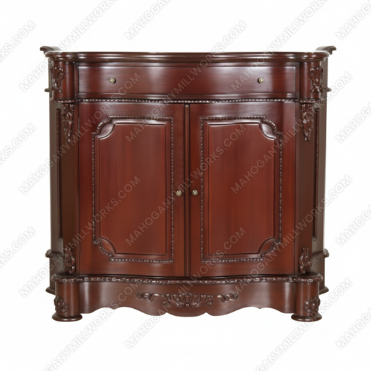 Solid Mahogany Dark Brown Entertainment Media Storage Cabinet