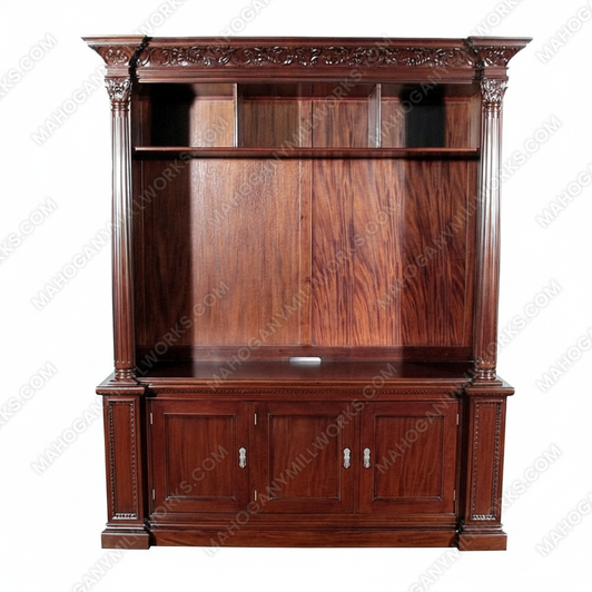 Solid Mahogany TV Media Entertainment Cabinet Center