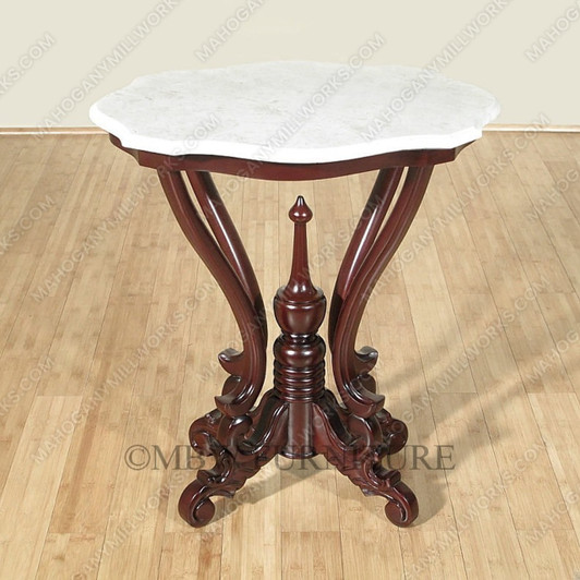 Dark Mahogany Marble Top Occasional End Side Table