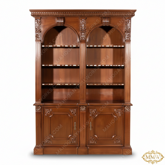 Mahogany Double Open Dome Bookcase