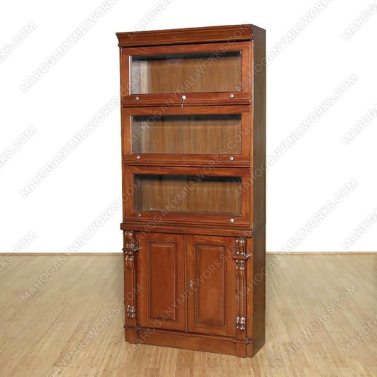 7Ft Tall Solid Mahogany Display Lawyer's Barrister Bookcase w/ Storage Cabinet