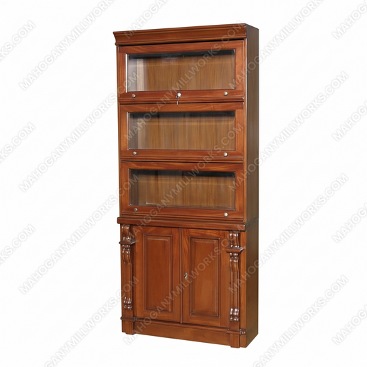 Mahogany Barrister Lawyer's Bookcase w/ Cabinet