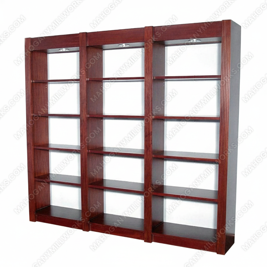 8 Ft Bespoke Cherry 15-Tier Open Wall Bookcase