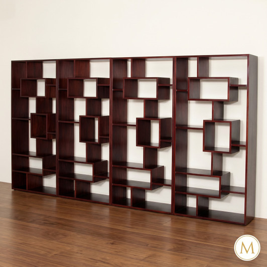 10.5ft Art Deco Geometric Sectional Open Bookcase
