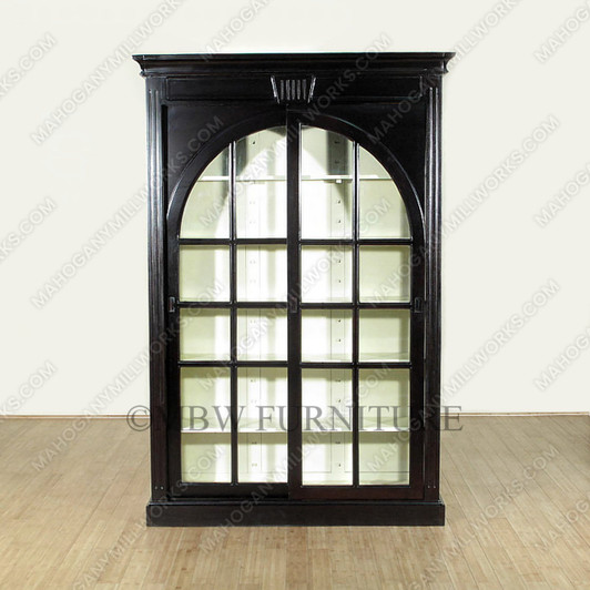 Dark Brown Arch 7Ft Bookcase Display Cabinet