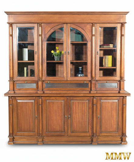 Distressed Traditional Mahogany Display Bookcase