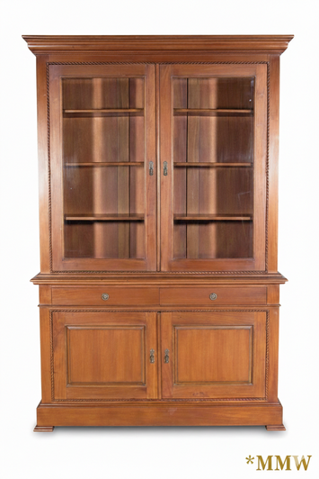 Antiqued Mahogany 2-Door Bookcase Cabinet