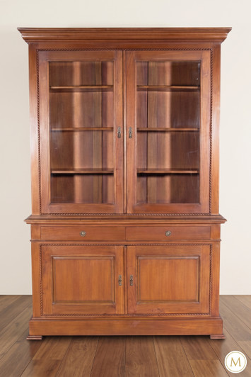 Antiqued/Distressed Light Mahogany 2-Door Bookcase