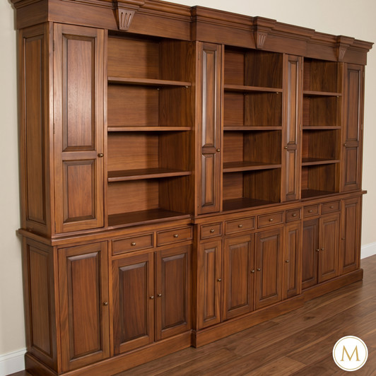 10.5ft Mahogany Open Sectional Bookcase