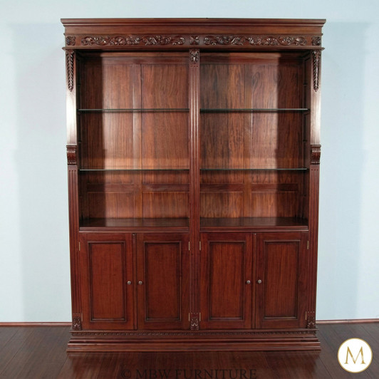 6ft Handcrafted Mahogany Display Cabinet w/ Glass Shelves