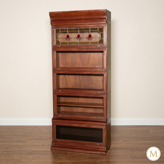 Solid Mahogany Barrister Bookcase Leaded Glass Curio Display