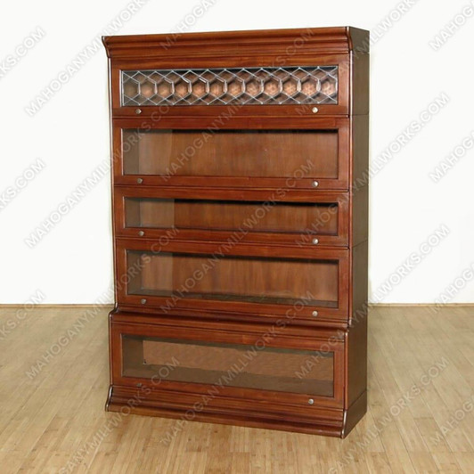 Solid Mahogany Barrister Stacking Bookcase Display with Leaded Glass